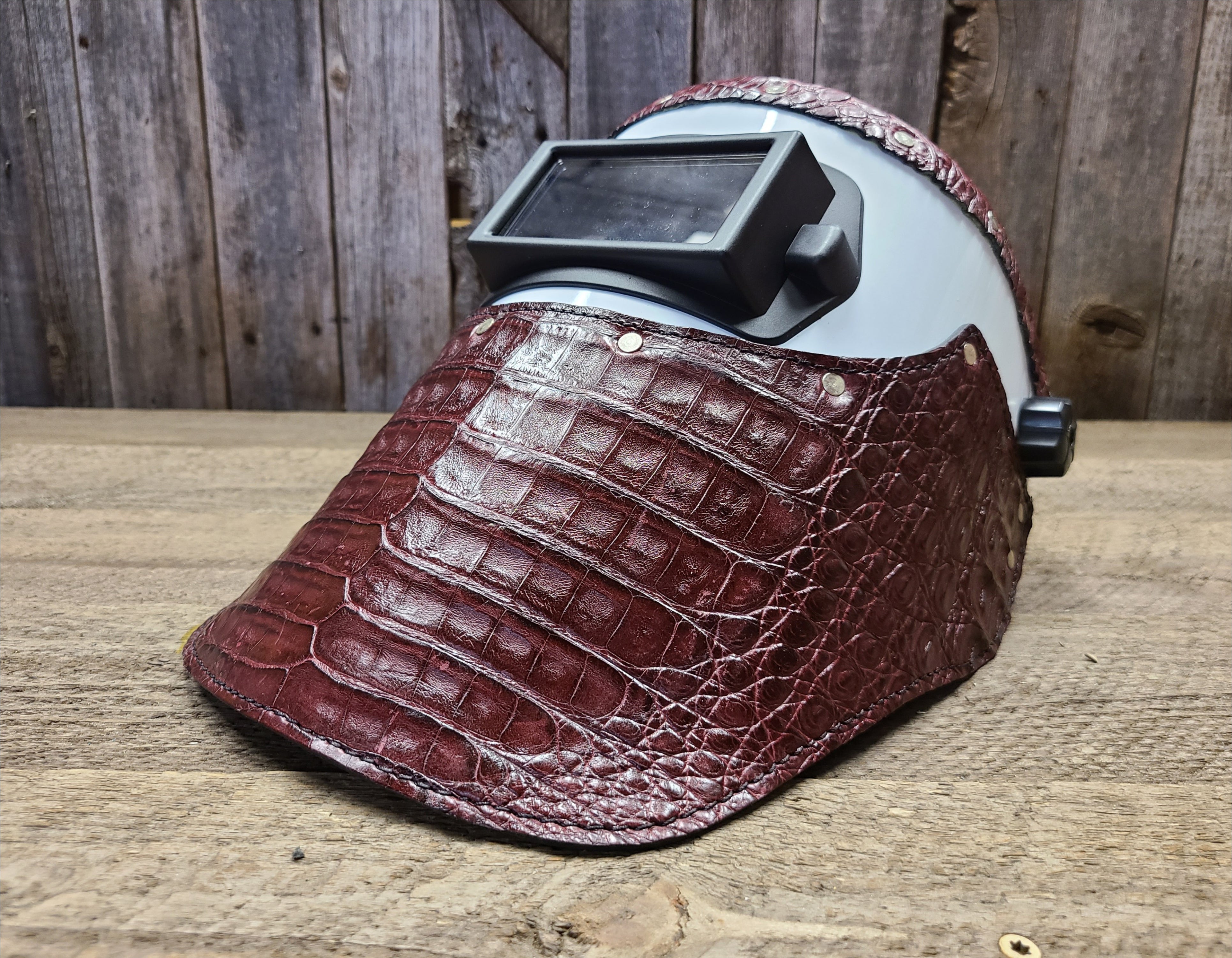 Outlaw Leather - Welding Hood - Burgundy Caiman